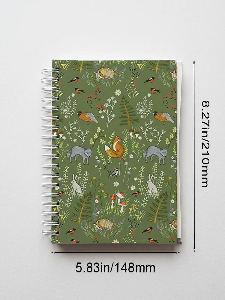 Whimsical Woodland Animals Print A5 Spiral Notebook 