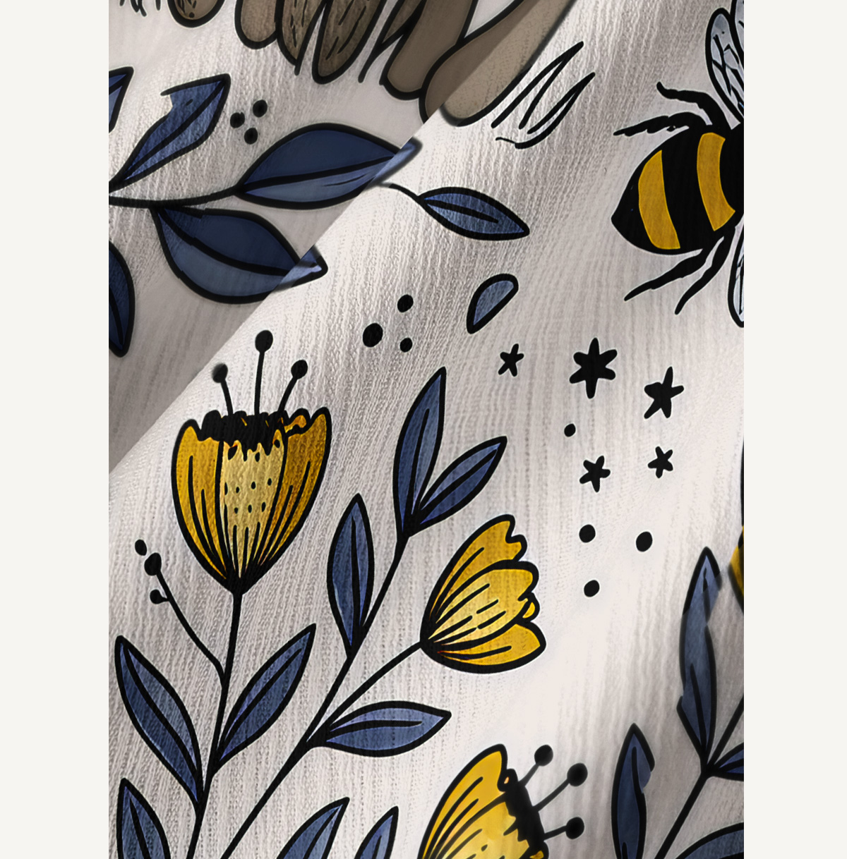 Bee Whisper Forest Print Wide Leg Tie Waist Pants With Pockets