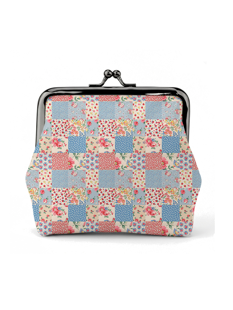 Pastel Patc Print Leather Mini Clasp Purse
