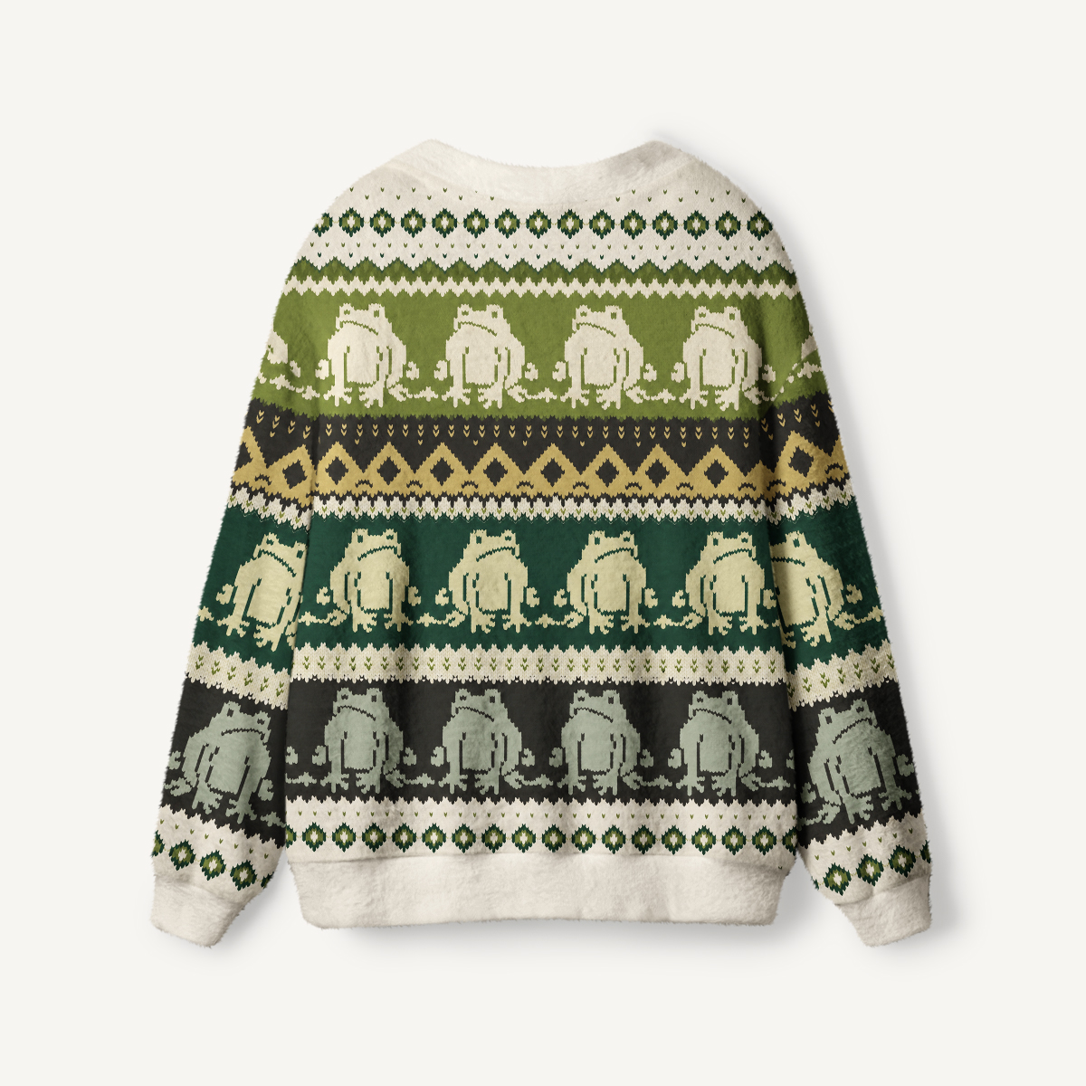 Vintage Frog Geometric Folk Ugly Cardigan Sweaters