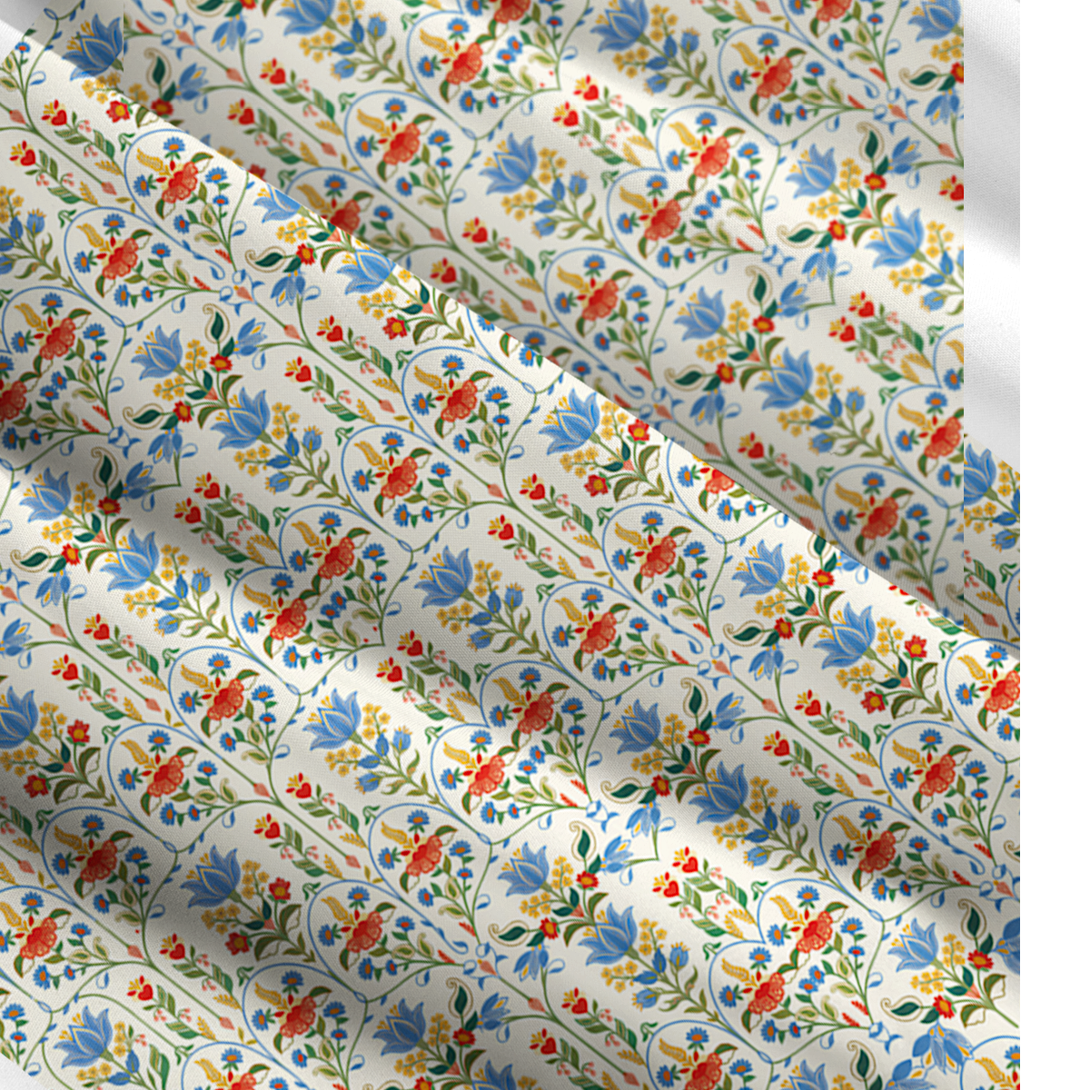 Square Neck Folk Bloom Print Slip Dress