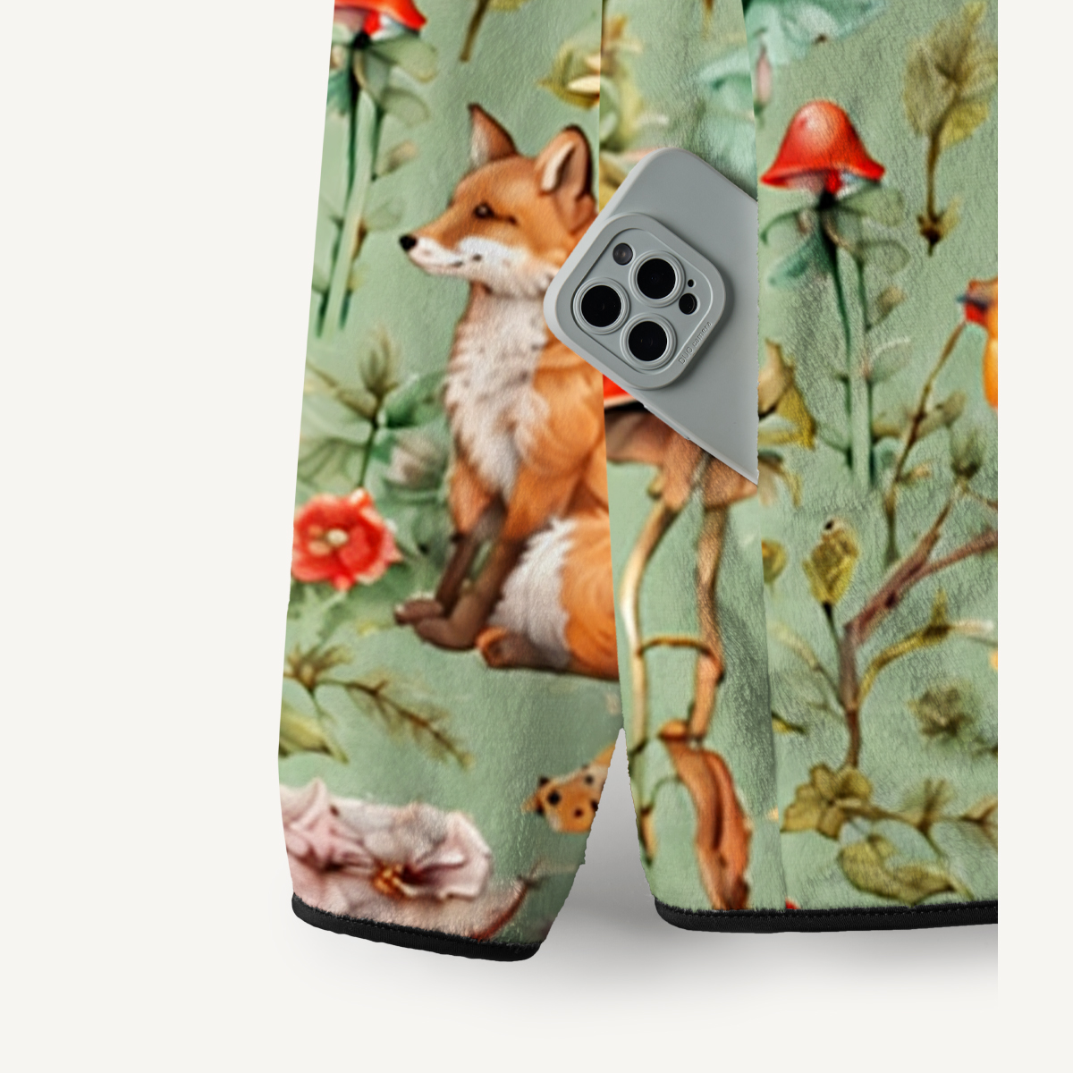 Enchanted Mushroom Forest Fox Print Fleece Jacket