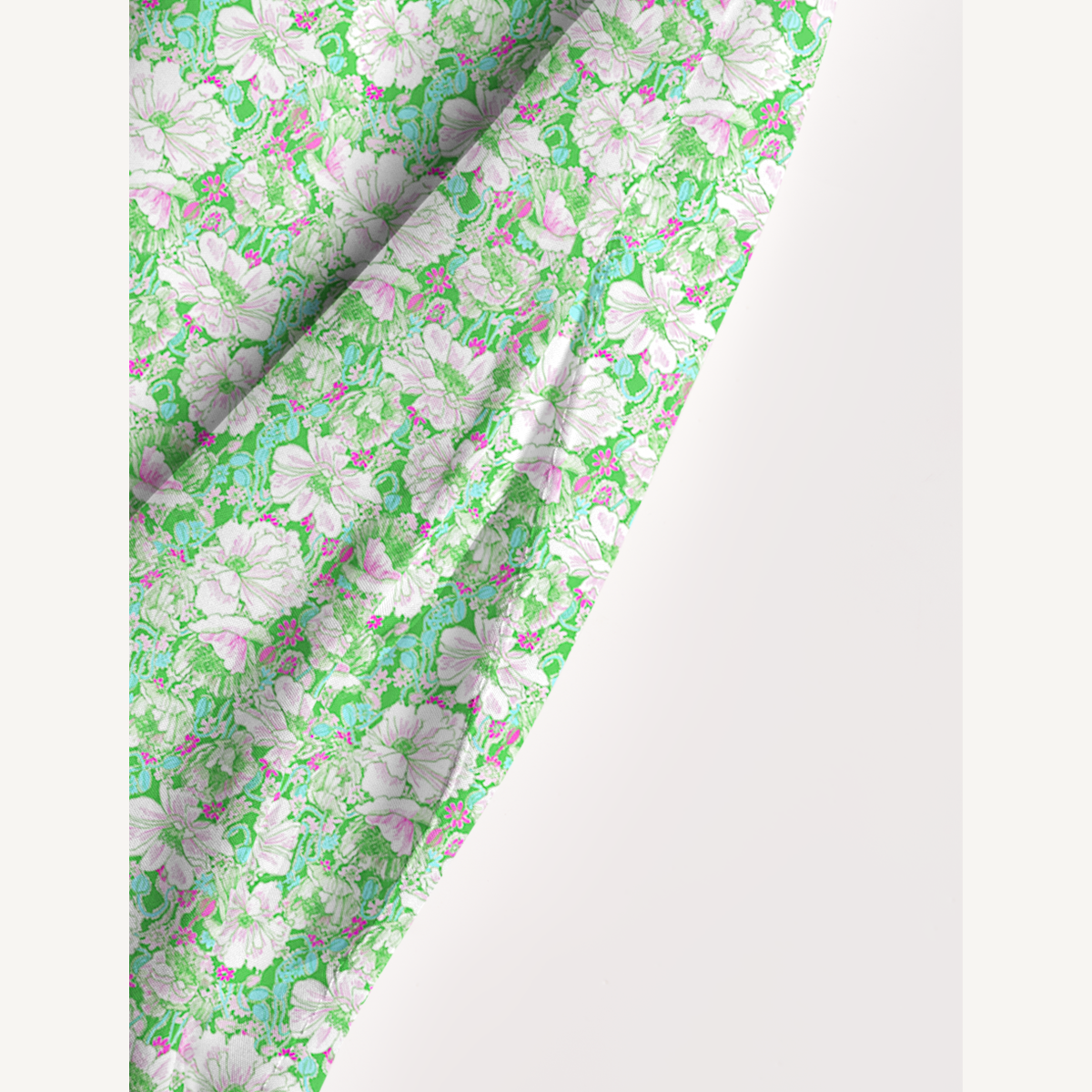 Square Neck Mint Garden Print Slip Dress