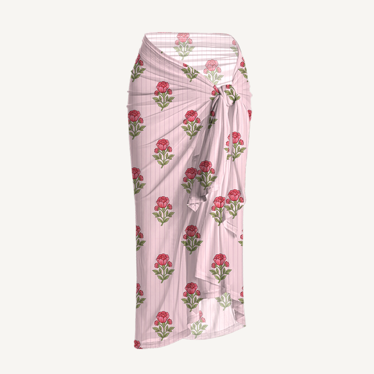 Misty Rose Garden One Shoulder One Piece Swimsuit and Matching Sarong Set for Women