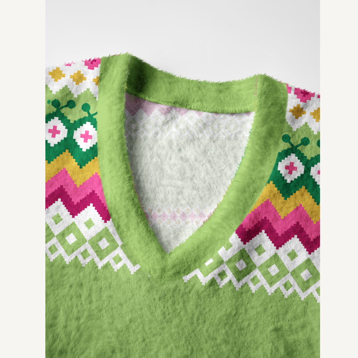 Spring Meadow Floral Geometric V-Neck Sweater Vest