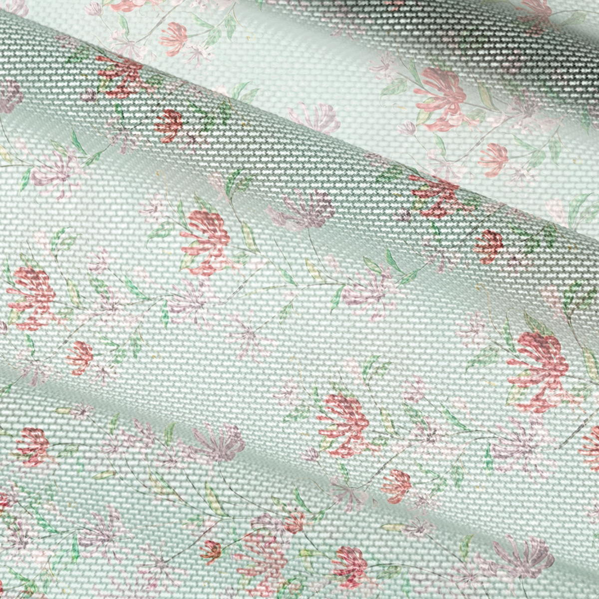 V-Neck Short Sleeve Mint Honeysuckle Print Mesh Top