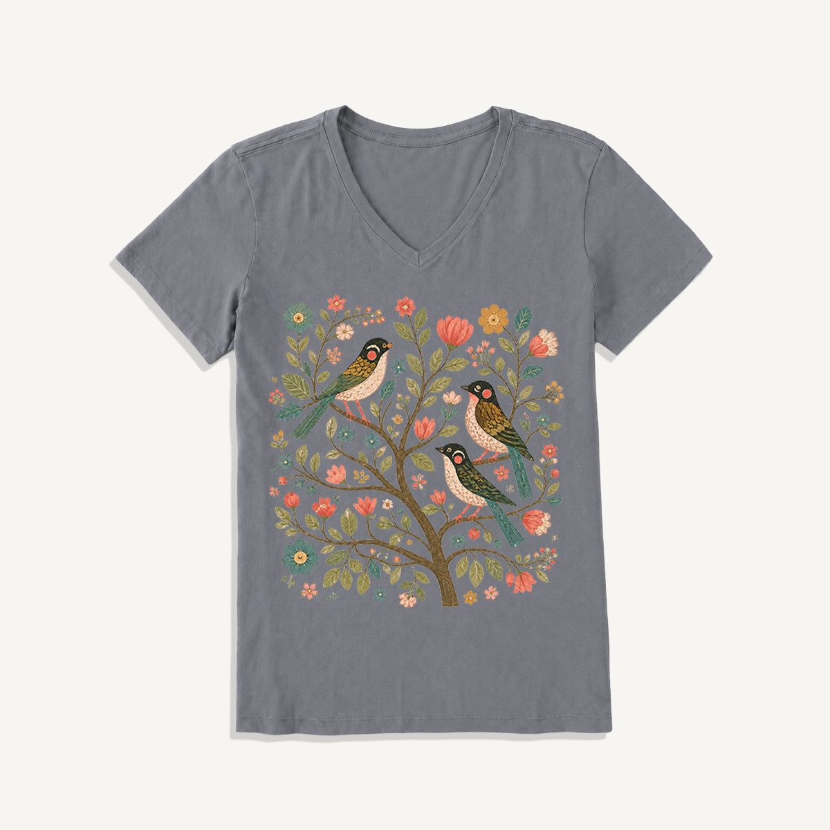 Blossom Bird Serenity Print V-neck T-Shirt