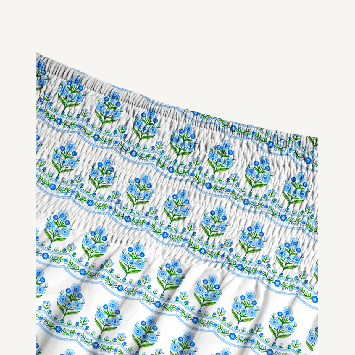 Azure Folk Print Maxi Skirt