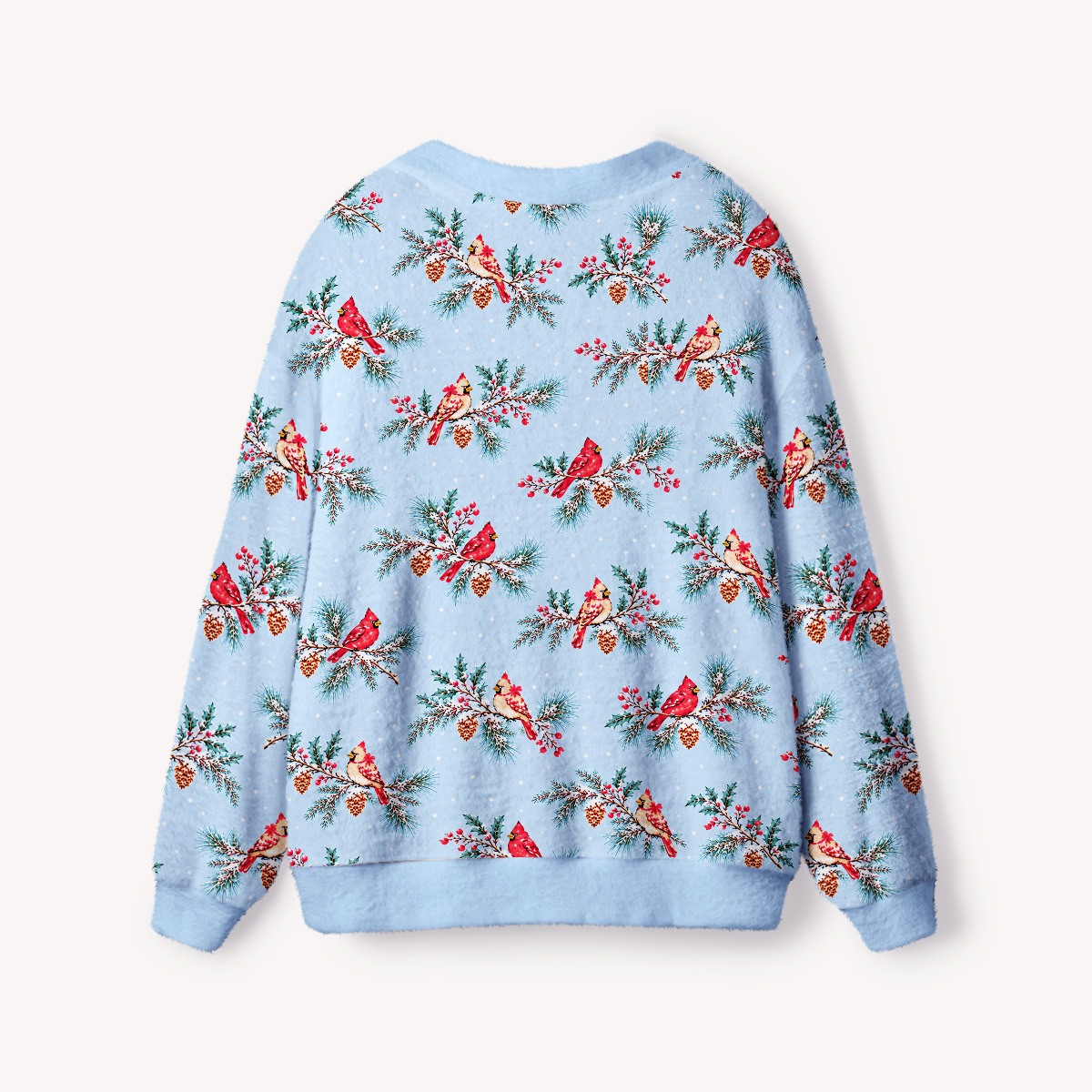 Winter Cardinal Garden Print Cardigan Sweaters