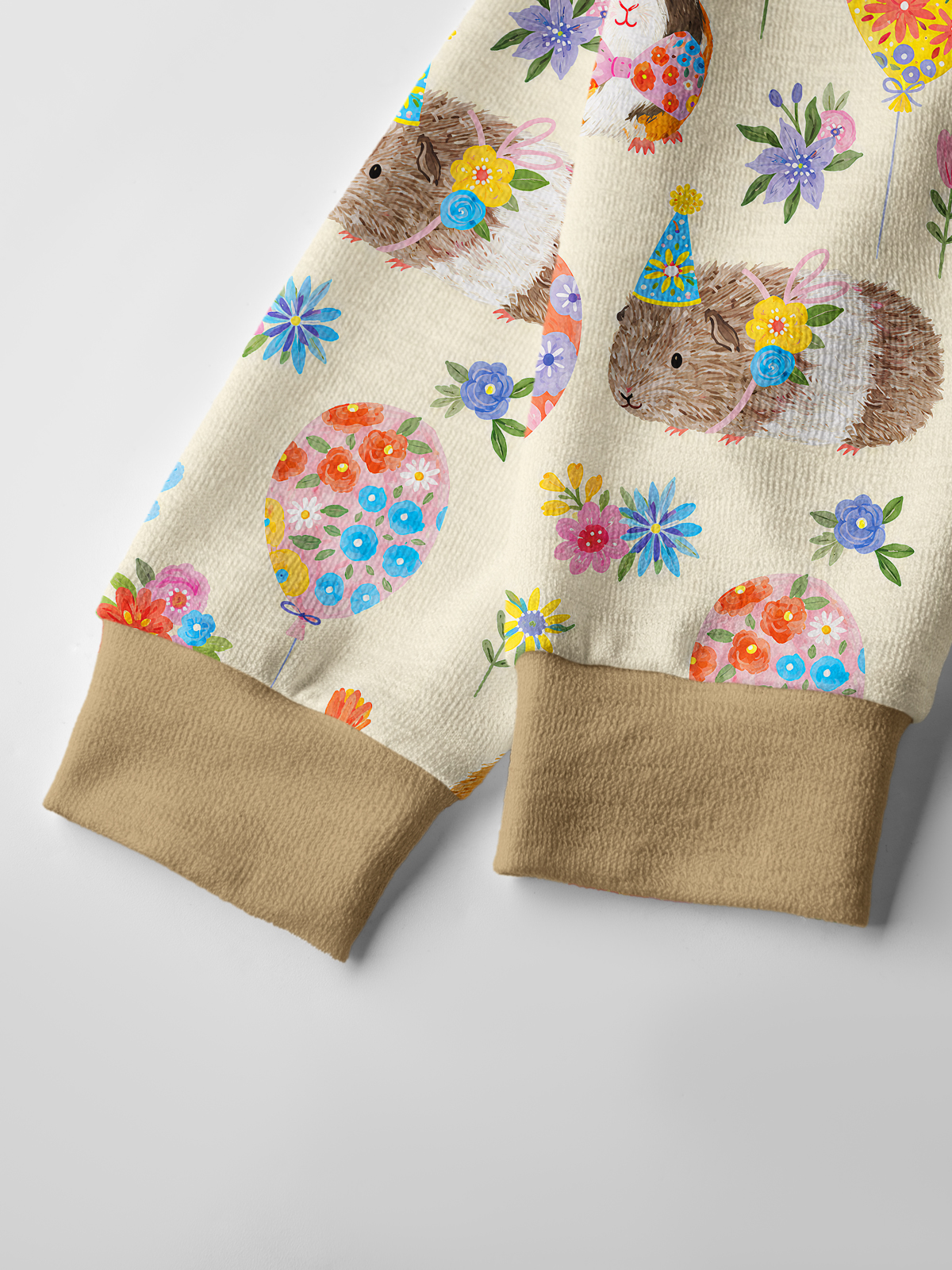 Lightweight Crew Neck Long‑Sleeve Cropped Guinea Pig Garden Party Print Fine‑Knit Cardigan
