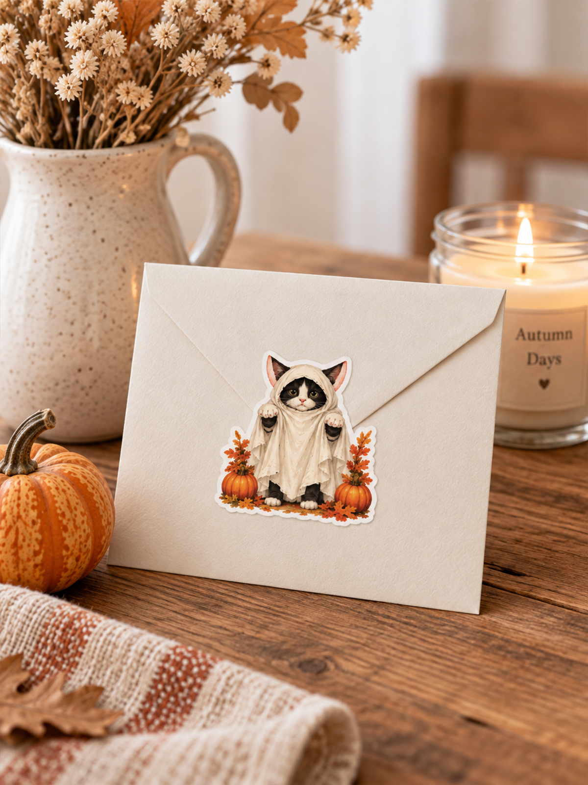 Whimsical Halloween Cats Stickers