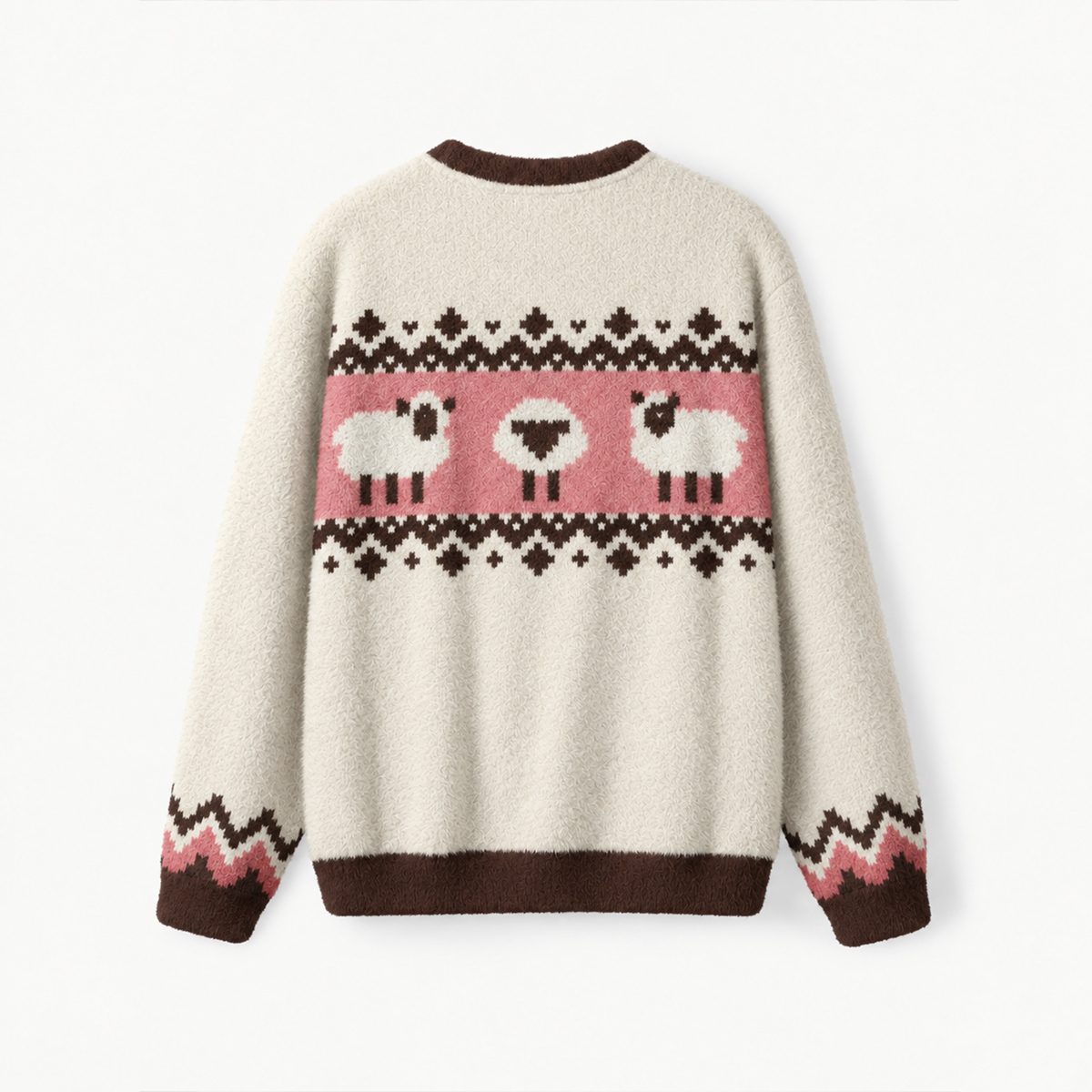 Cozy Nordic Sheep Fuzzy Crewneck Sweater