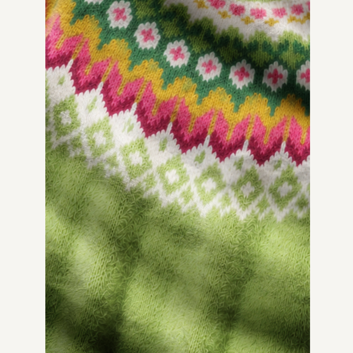 Spring Meadow Floral Geometric Fuzzy Crewneck Sweater
