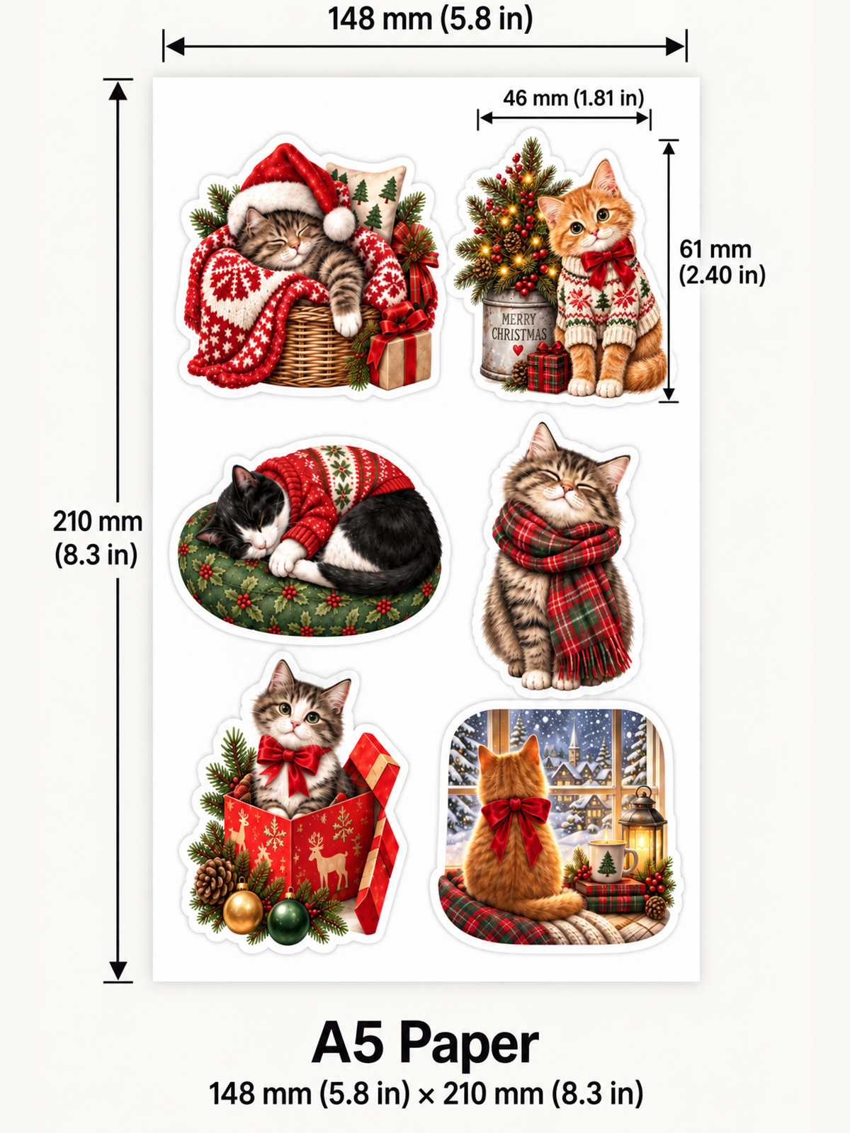Cozy Christmas Cats Stickers