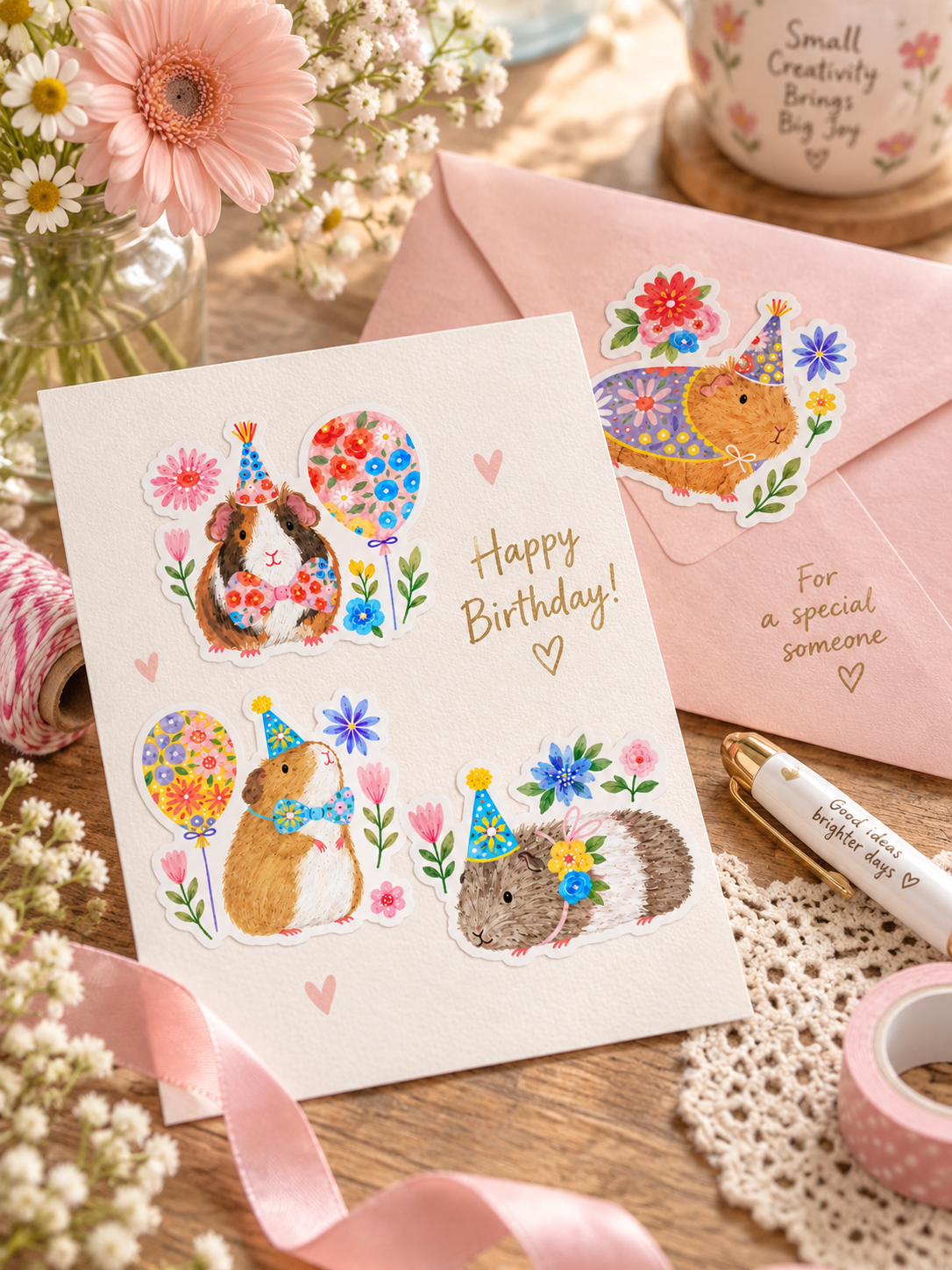Birthday Guinea Pig Stickers