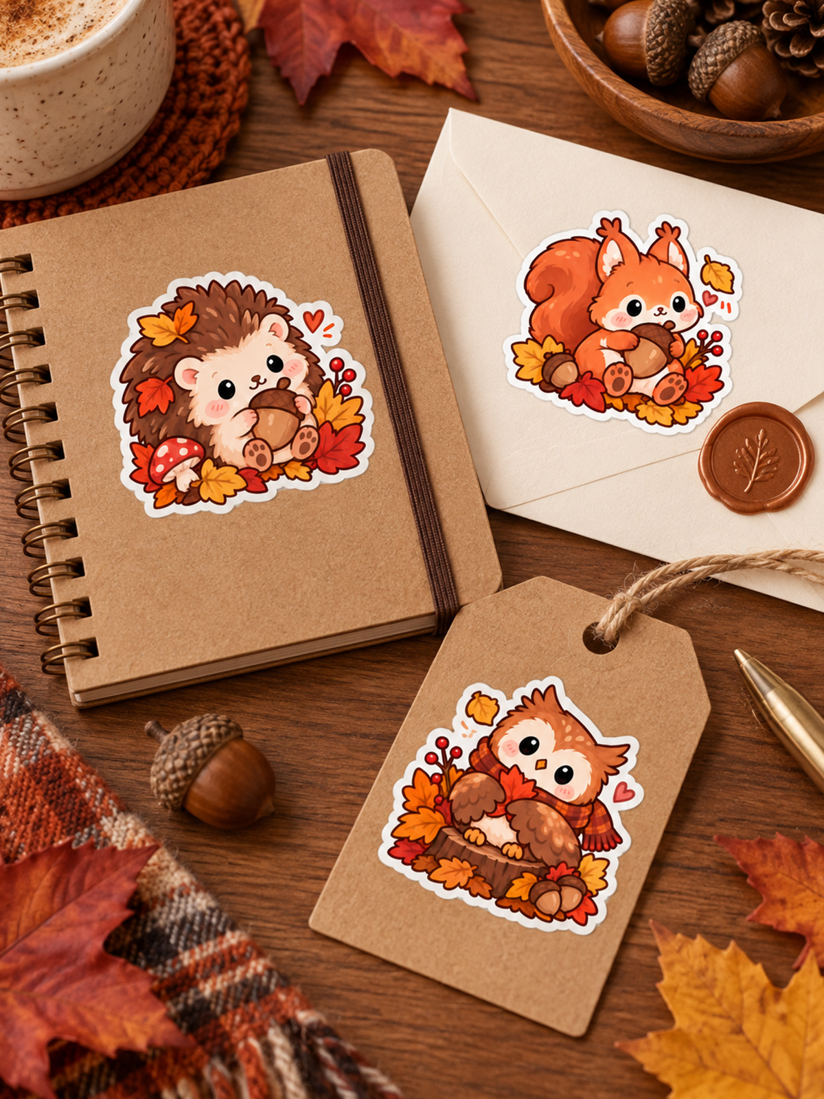 Cozy Autumn Woodland Friends Stickers