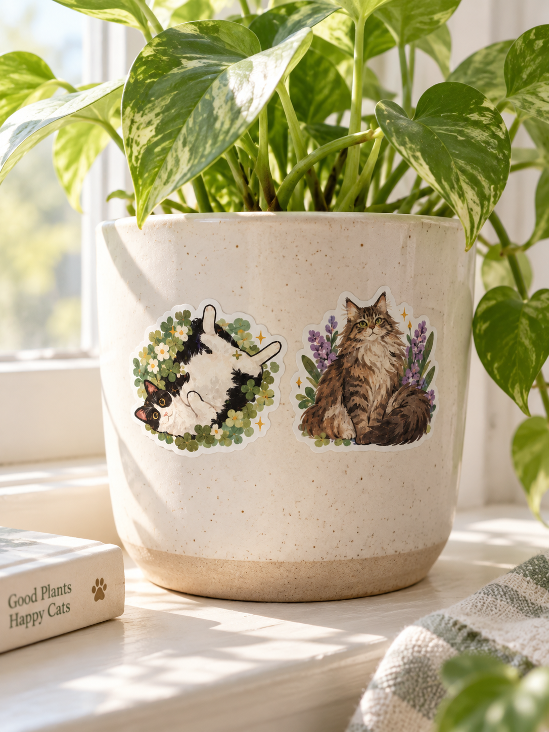 Floral Cat Portrait Stickers