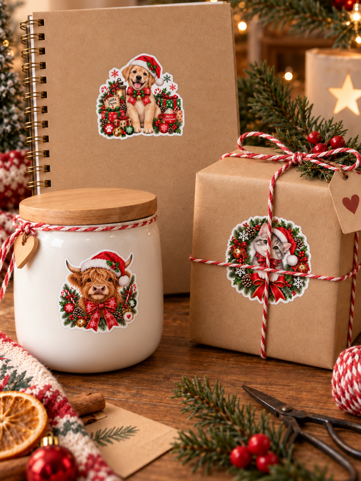Festive Christmas Pets Stickers