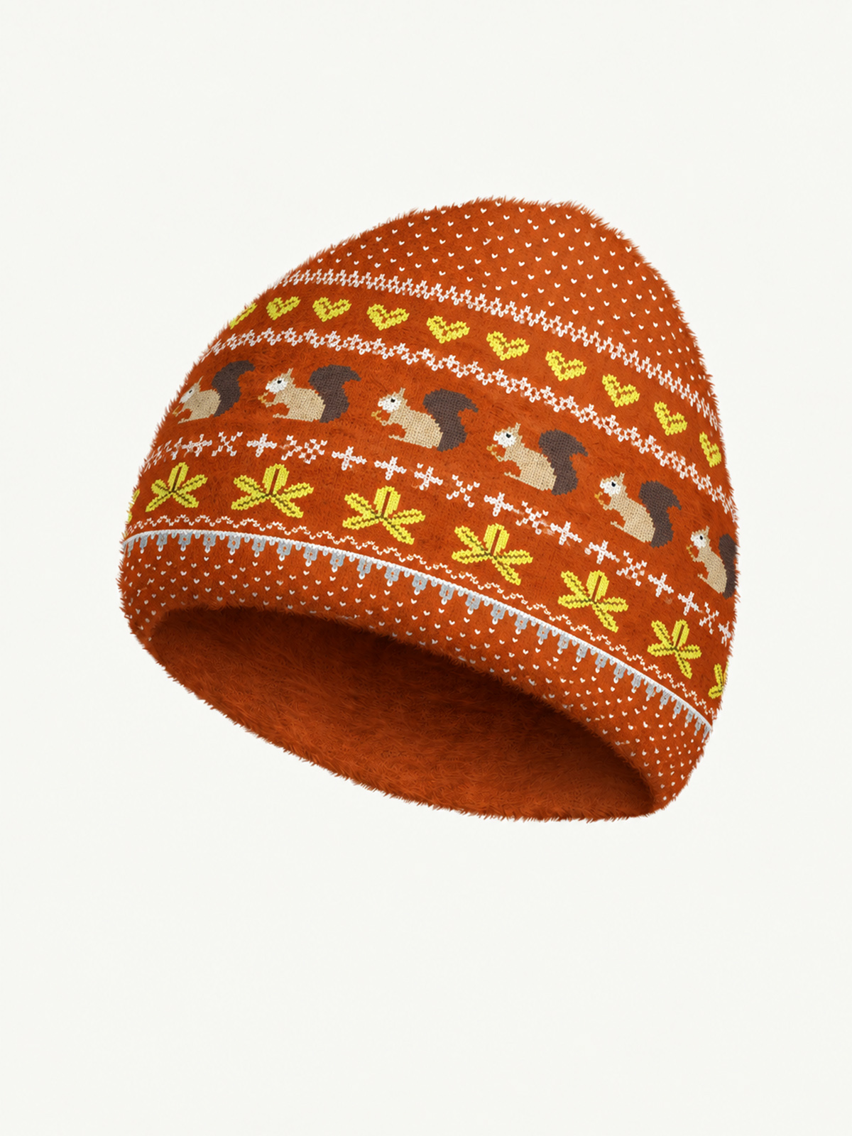 Autumn Woodland Squirrel Cozy Fuzzy Beanie