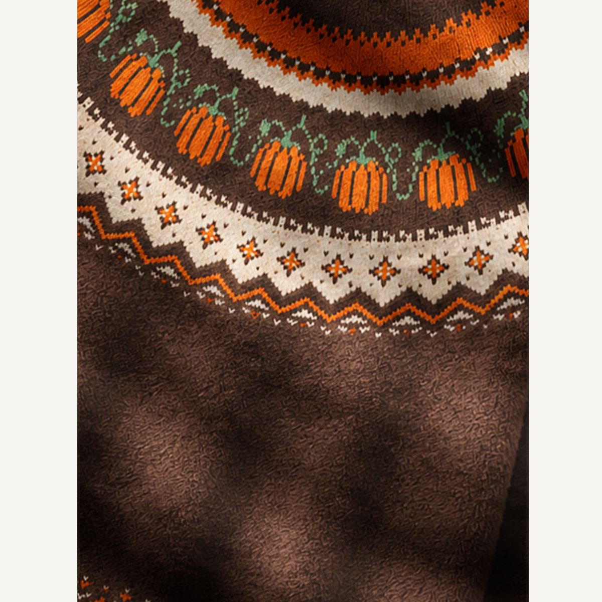 Autumn Pumpkin Woodland Fuzzy Crewneck Sweater