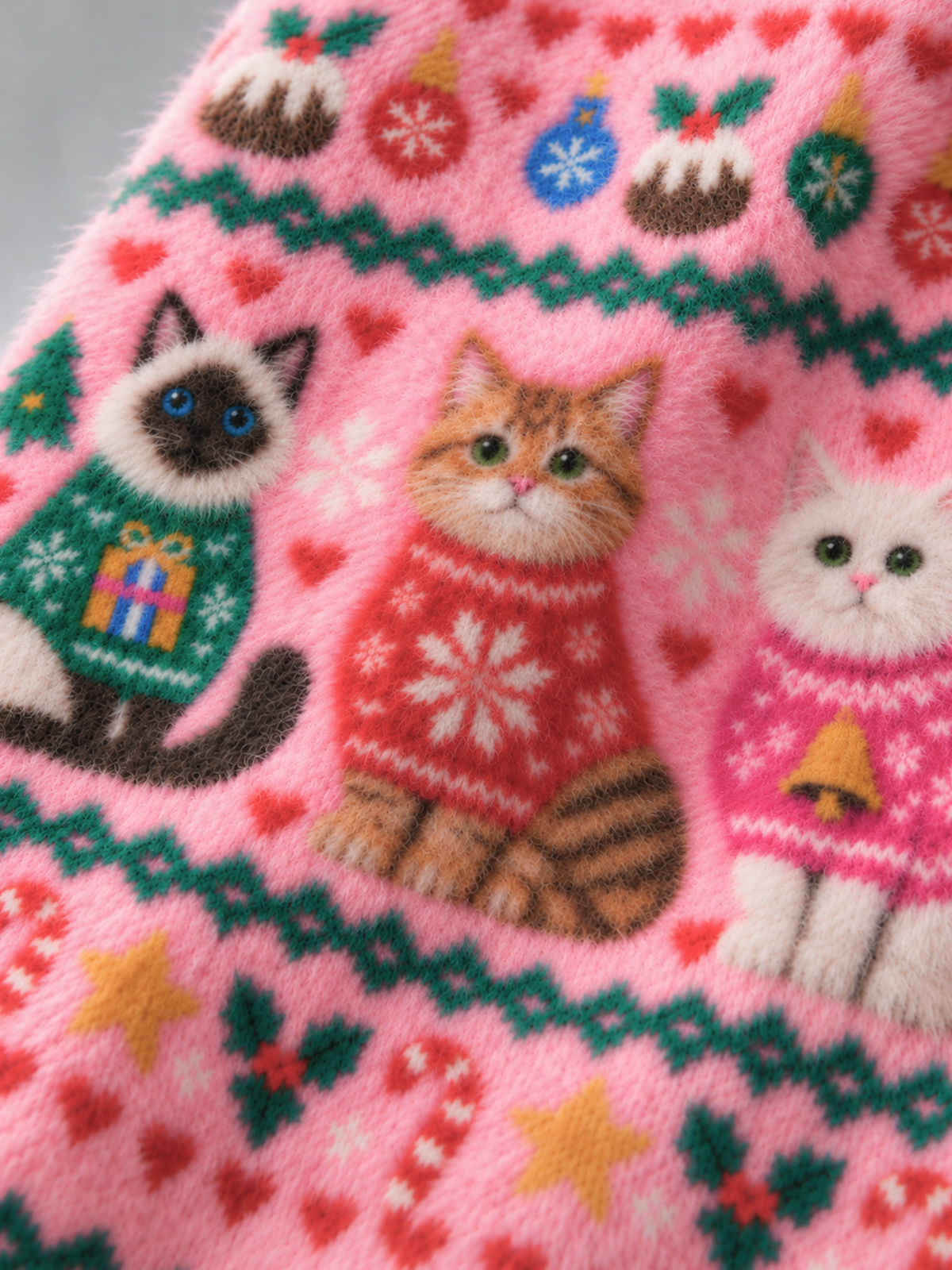 Christmas Cats Holiday Cozy Fuzzy Beanie