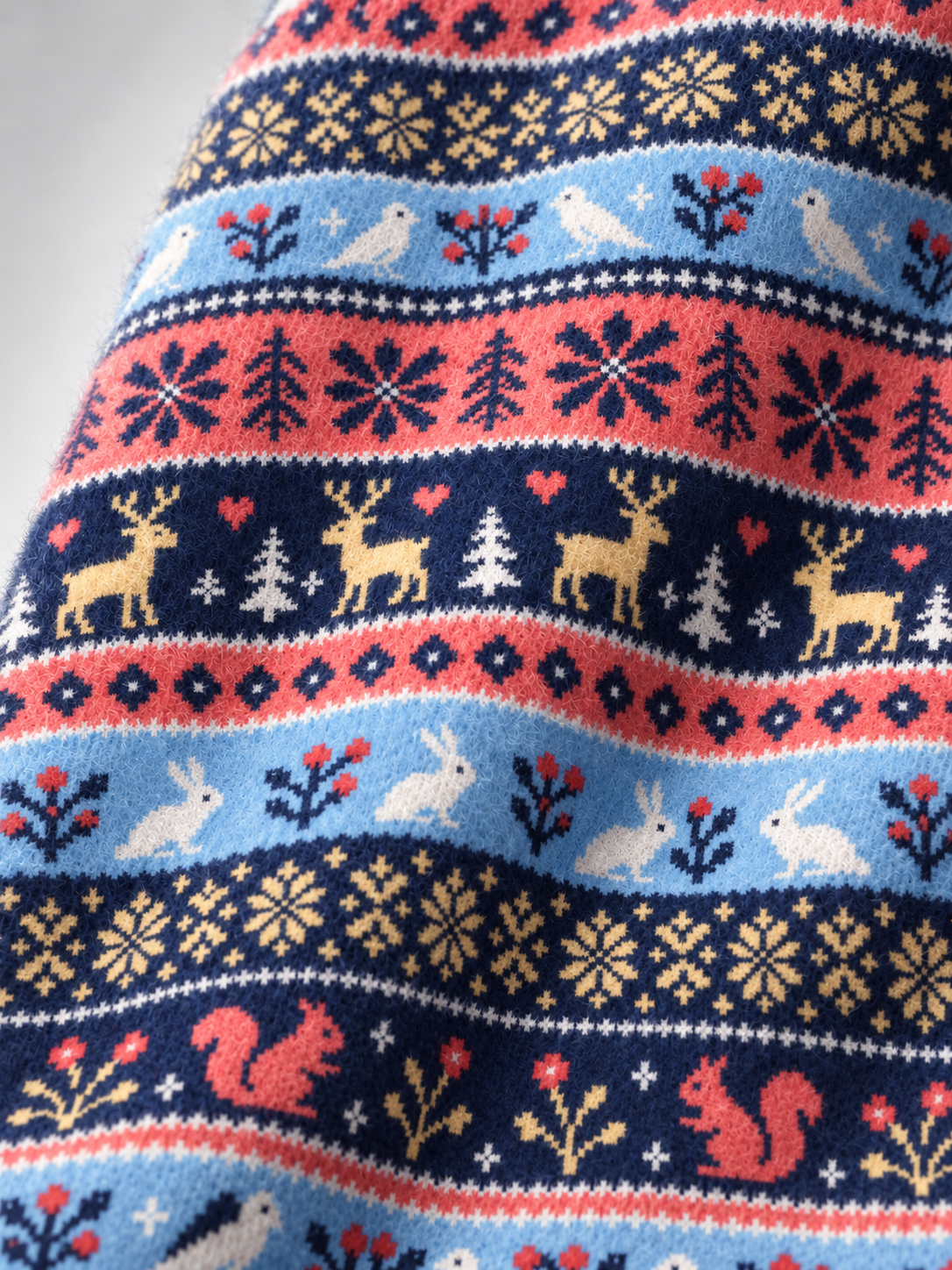 Festive Woodland Deer Cozy Fuzzy Beanie
