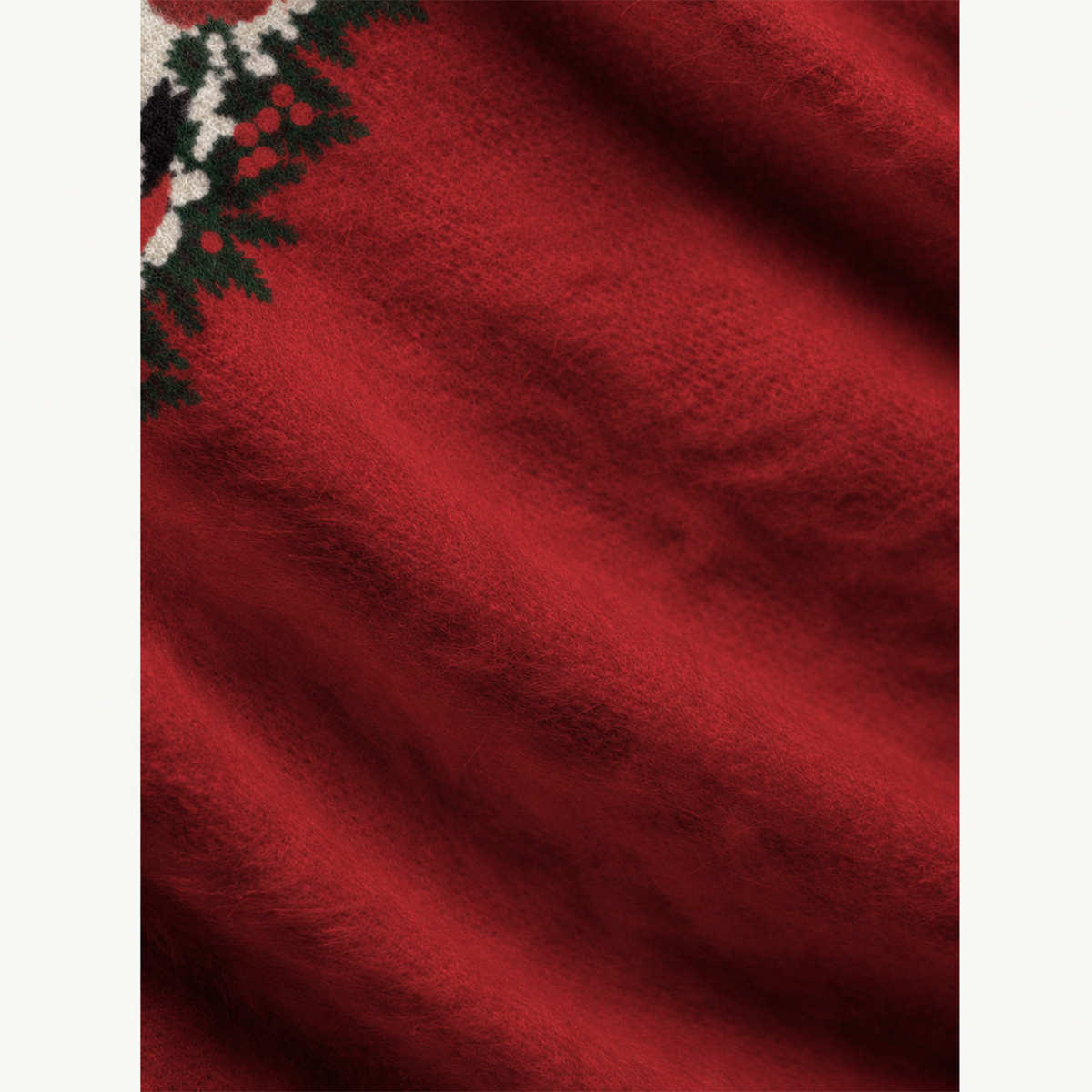 Nordic Christmas Bullfinch Fuzzy Crewneck Sweater