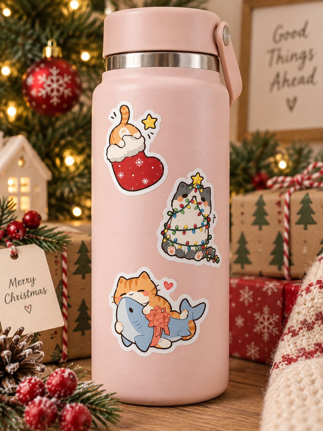 Christmas Cat Adventures Stickers