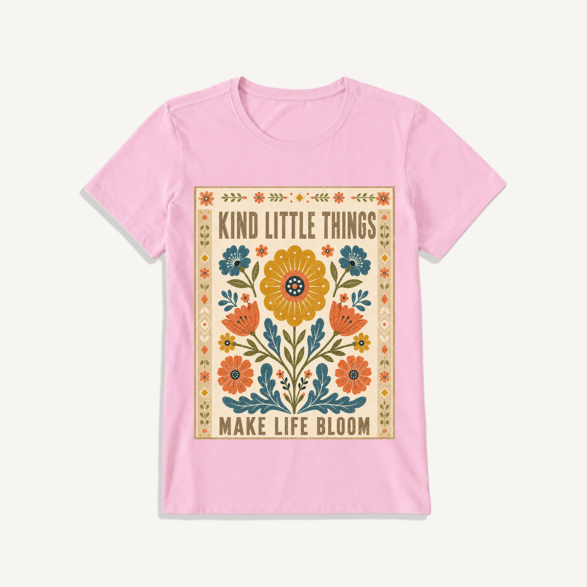 Kind Little Things Folk Bloom Print Crew Neck Cotton Tee