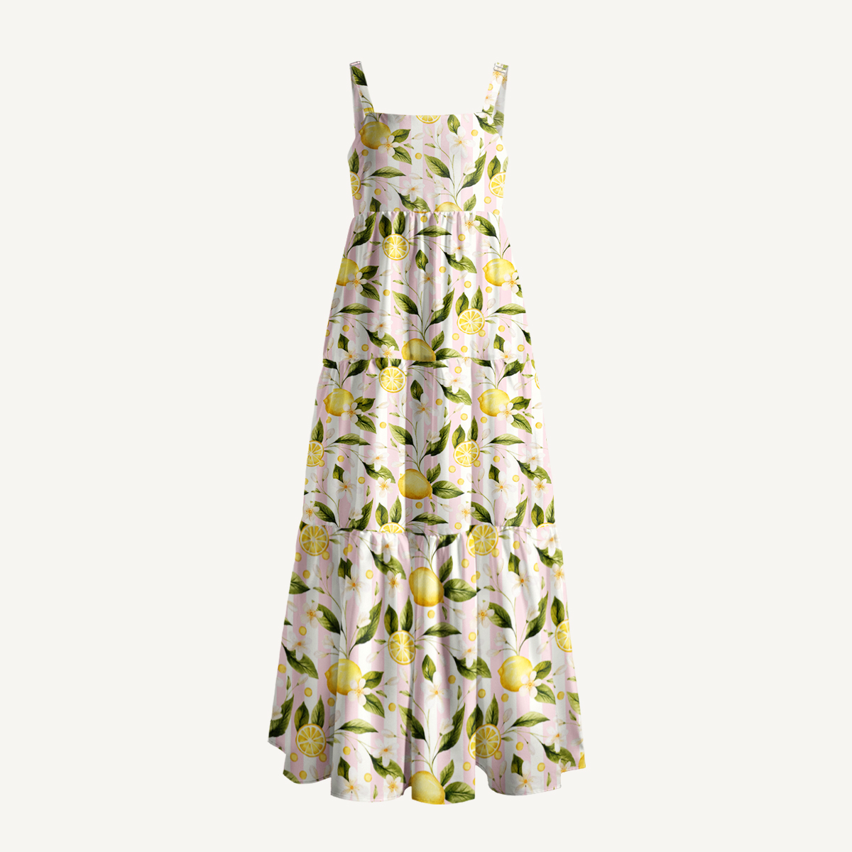 Lemon Grove Sunshine Print Wide Straps Maxi Dress With Pockets