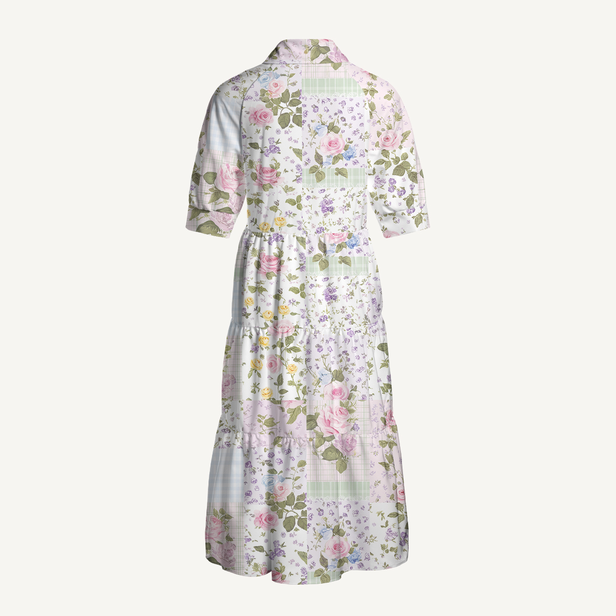 V Neck Collared Pastel Rose Casual Midi Dress With Pockets