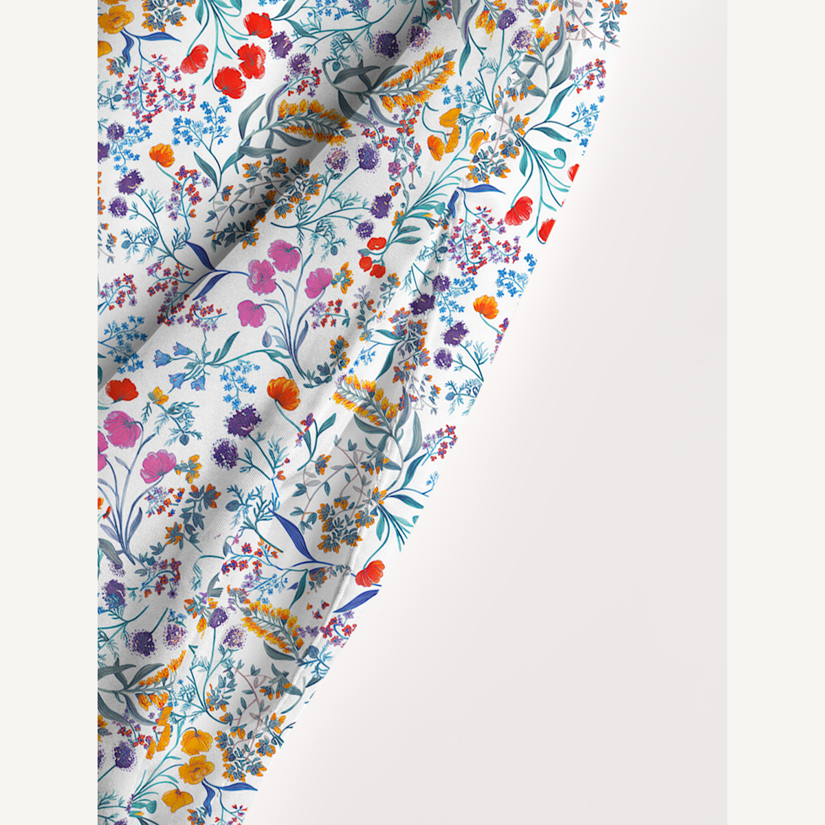 Square Neck Fiery Meadow Print Slip Dress