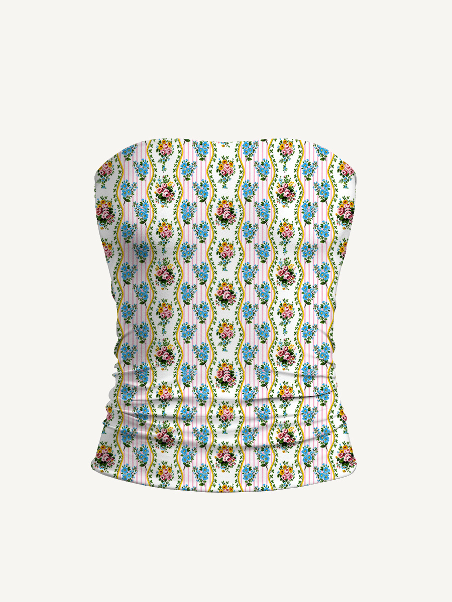 Vintage Bouquet Rose Print Boho Bandeau Headband