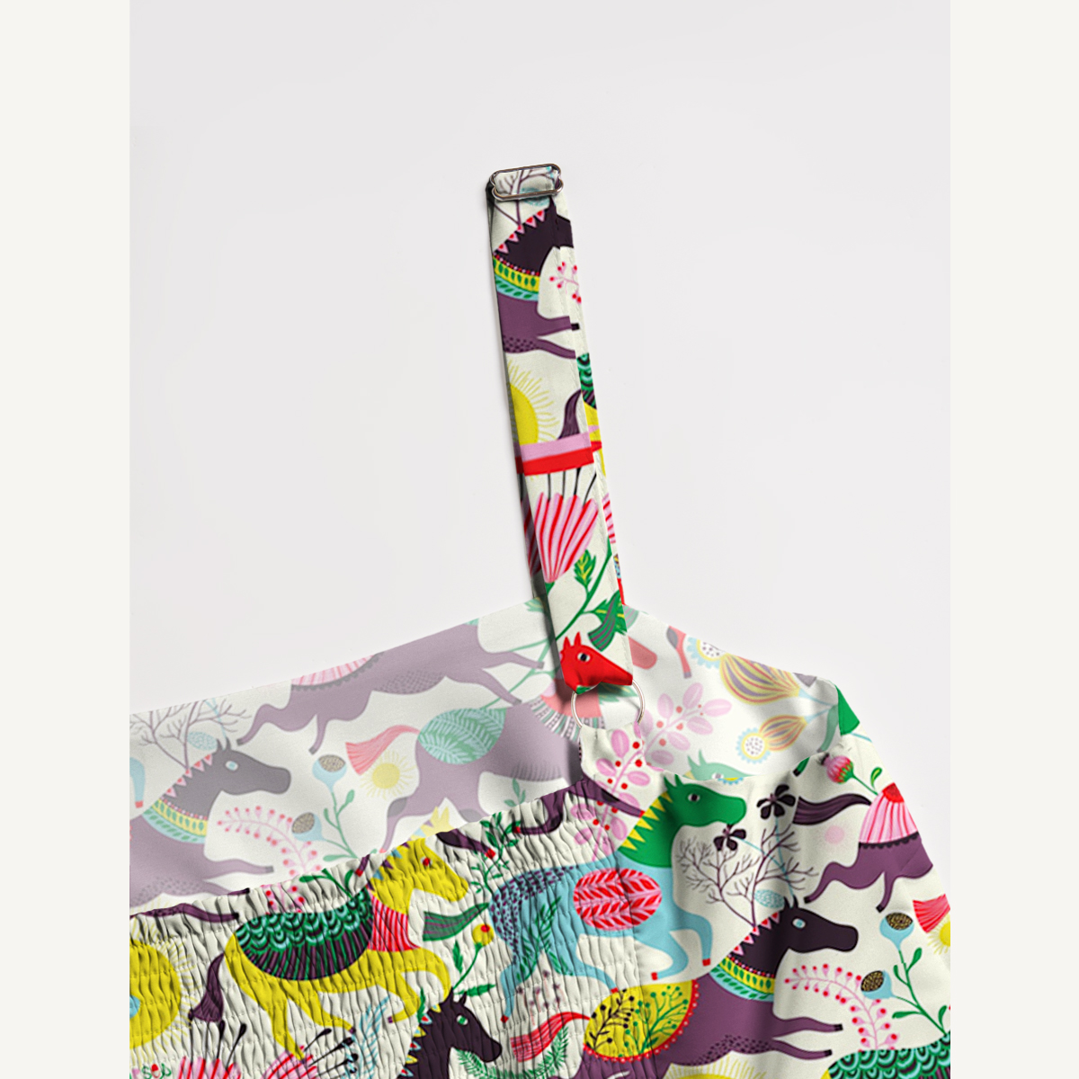Retro Colorful Pony Animals Print Slip Dress