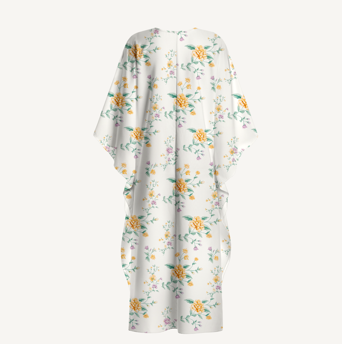  V‑Neck Amber Rose Kimono Sleeve Kaftan Dress