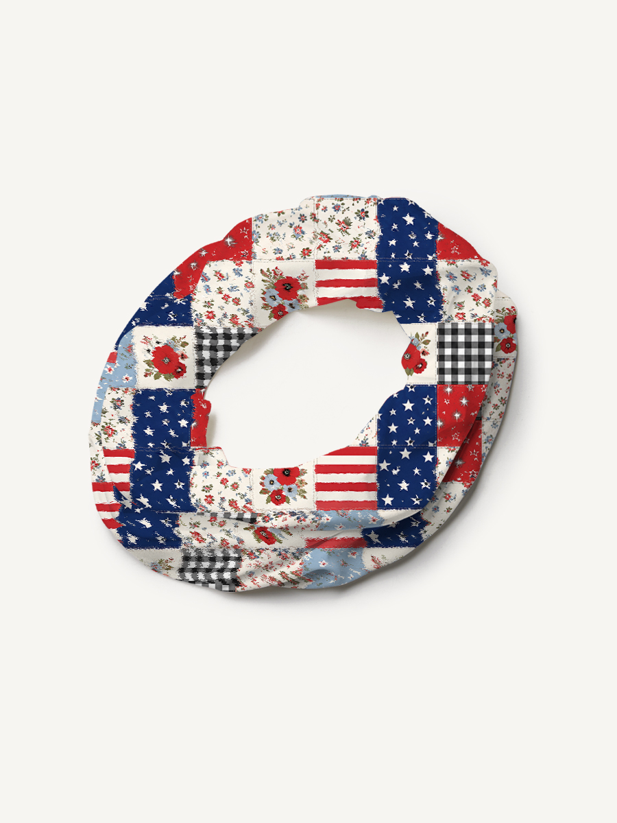 Flower Americana Patchwork Print Boho Bandeau Headband