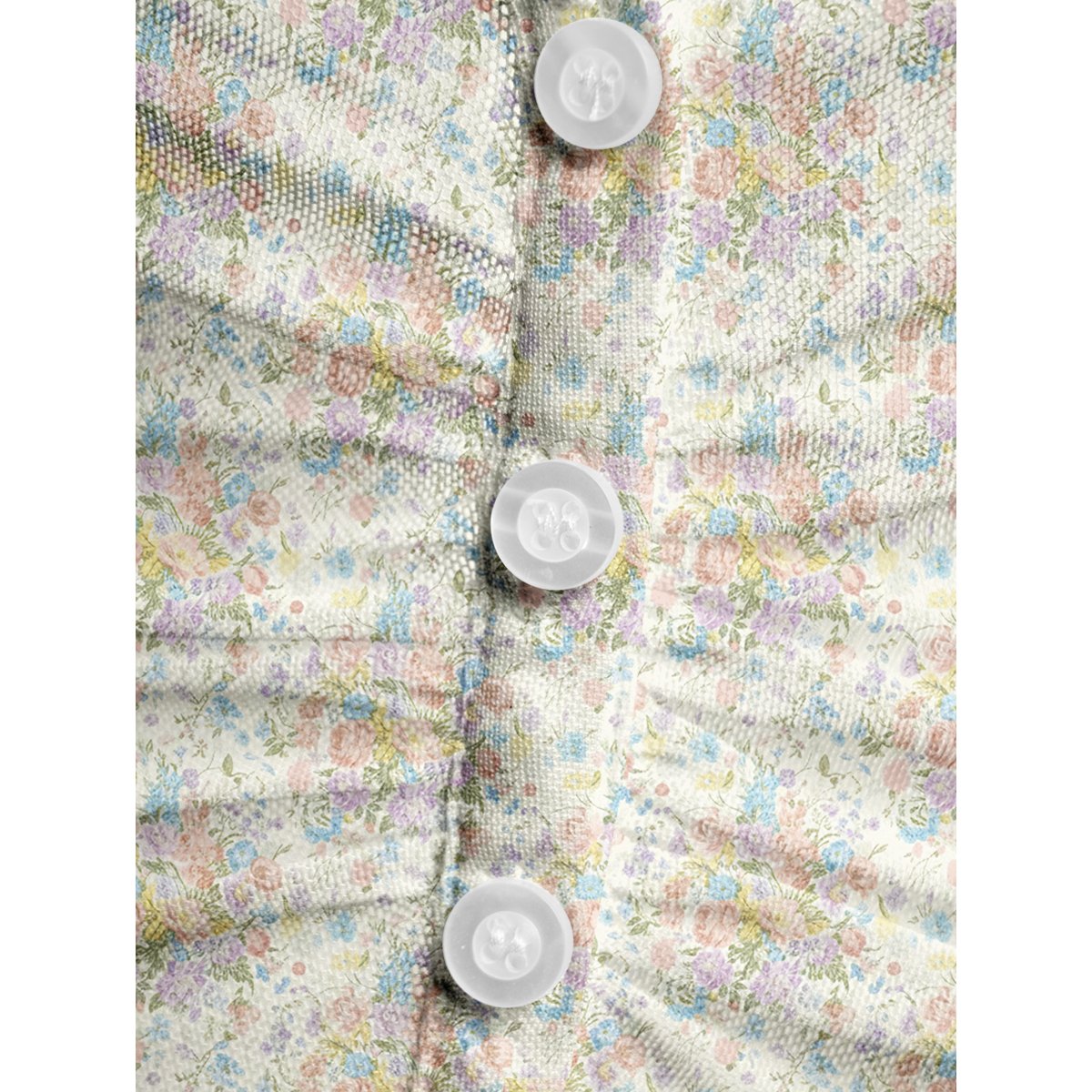 V-Neck Short Sleeve Morning Dew Bouquet Print Mesh Top