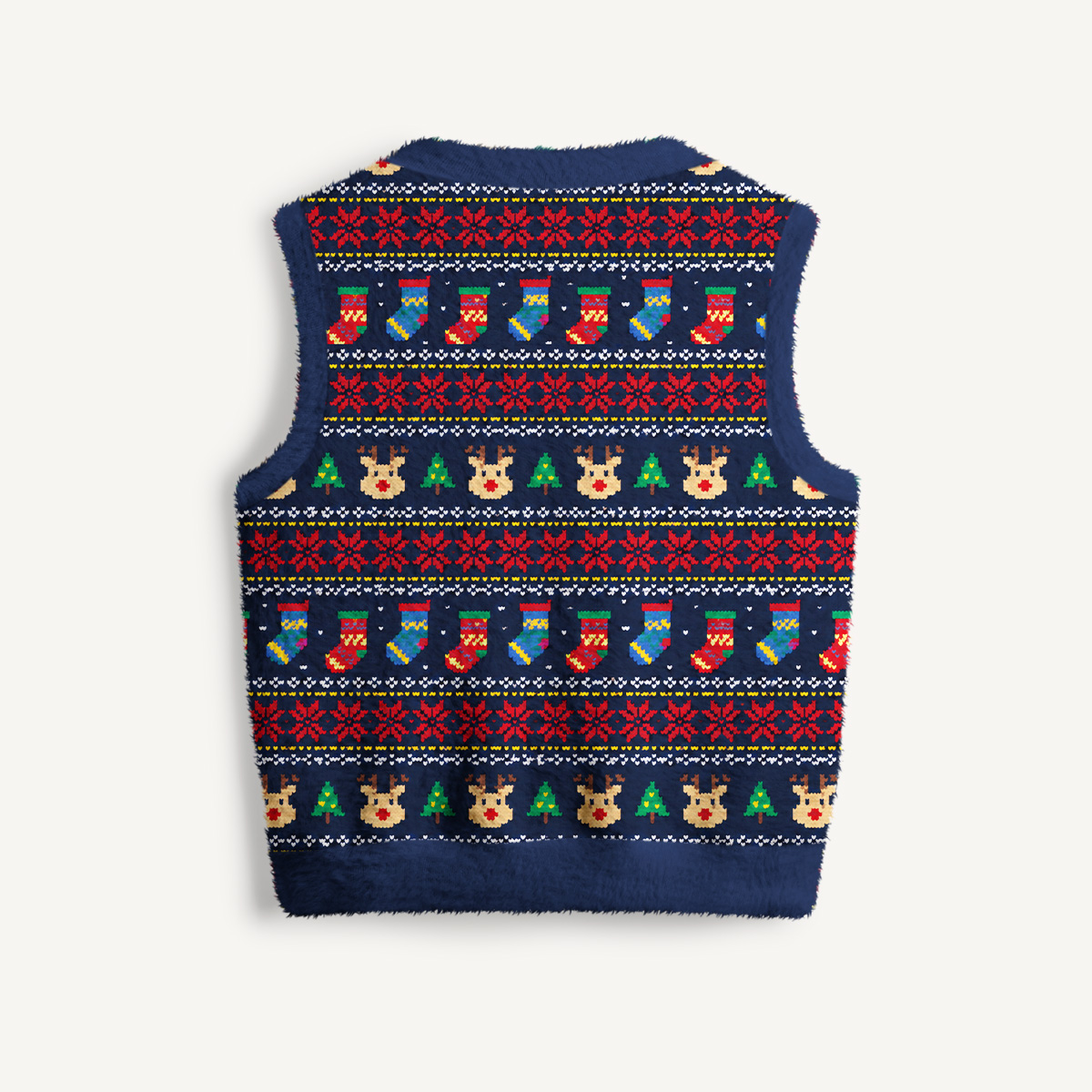 Fair Isle Winter Cheer Print V-Neck Sweater Vest