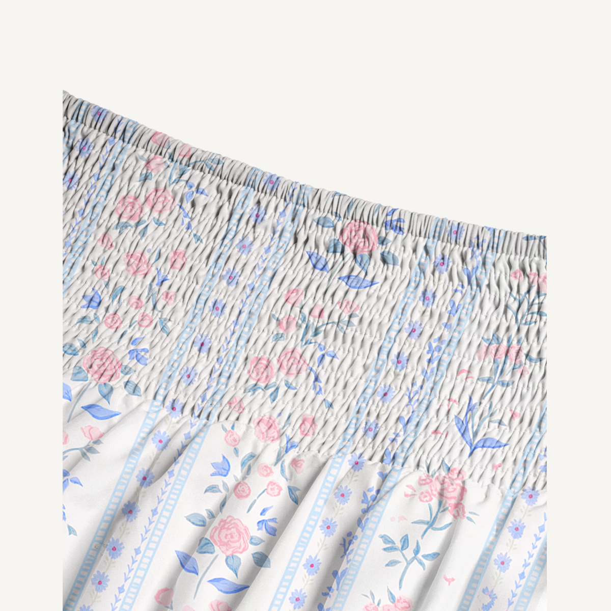 Blue Rose Print Maxi Skirt