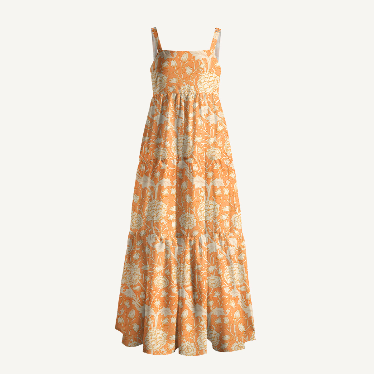 Classic Coral Botanical Print Slip Dress
