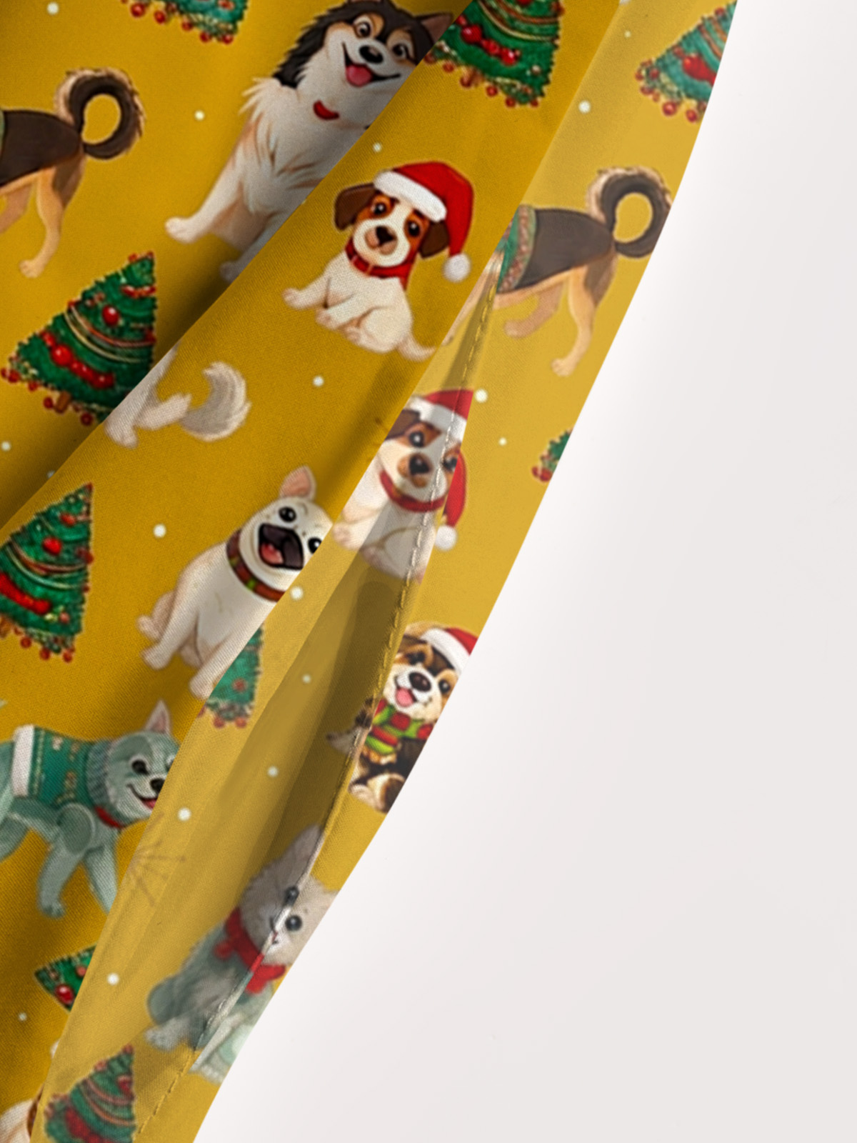 Christmas Puppies Holiday Print Wide Straps Maxi Dress With Pockets