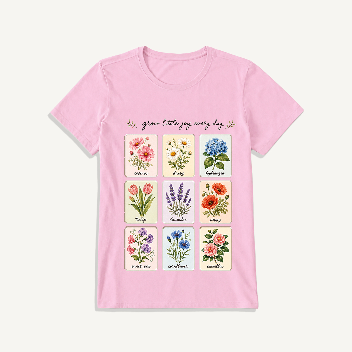 Little Joy Botanical Cards Print Crew Neck Cotton Tee