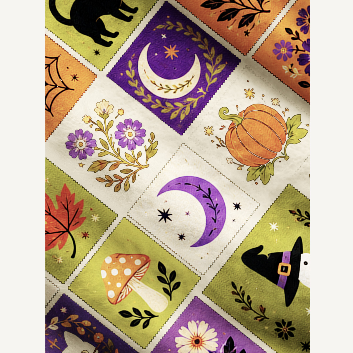 Halloween Pumpkin Goose Garden Patchwork Print Ugly Cardigan Sweaters