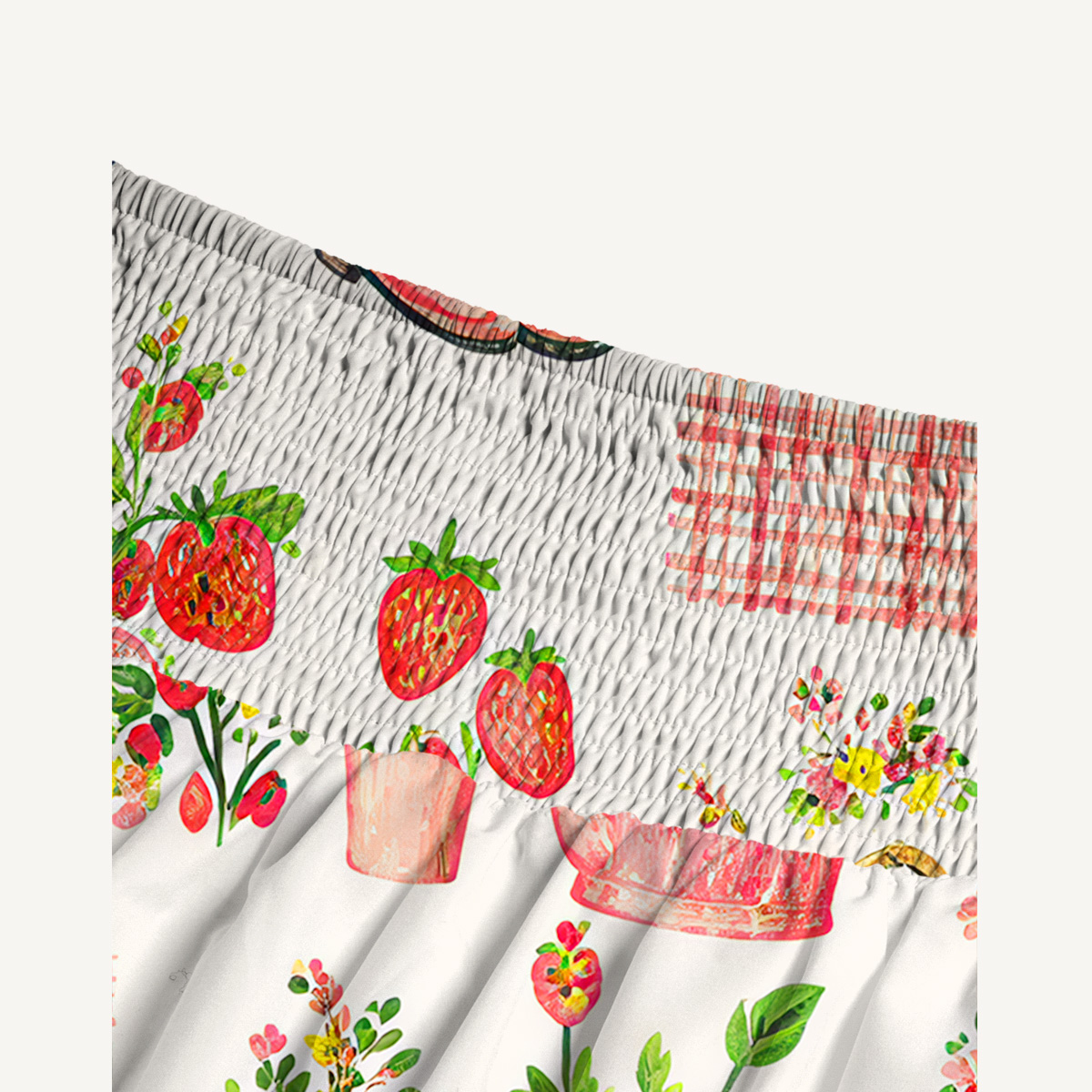Watercolor Pink Farm Chicken Cow Print Convertible Maxi Skirt & Strapless Dress  