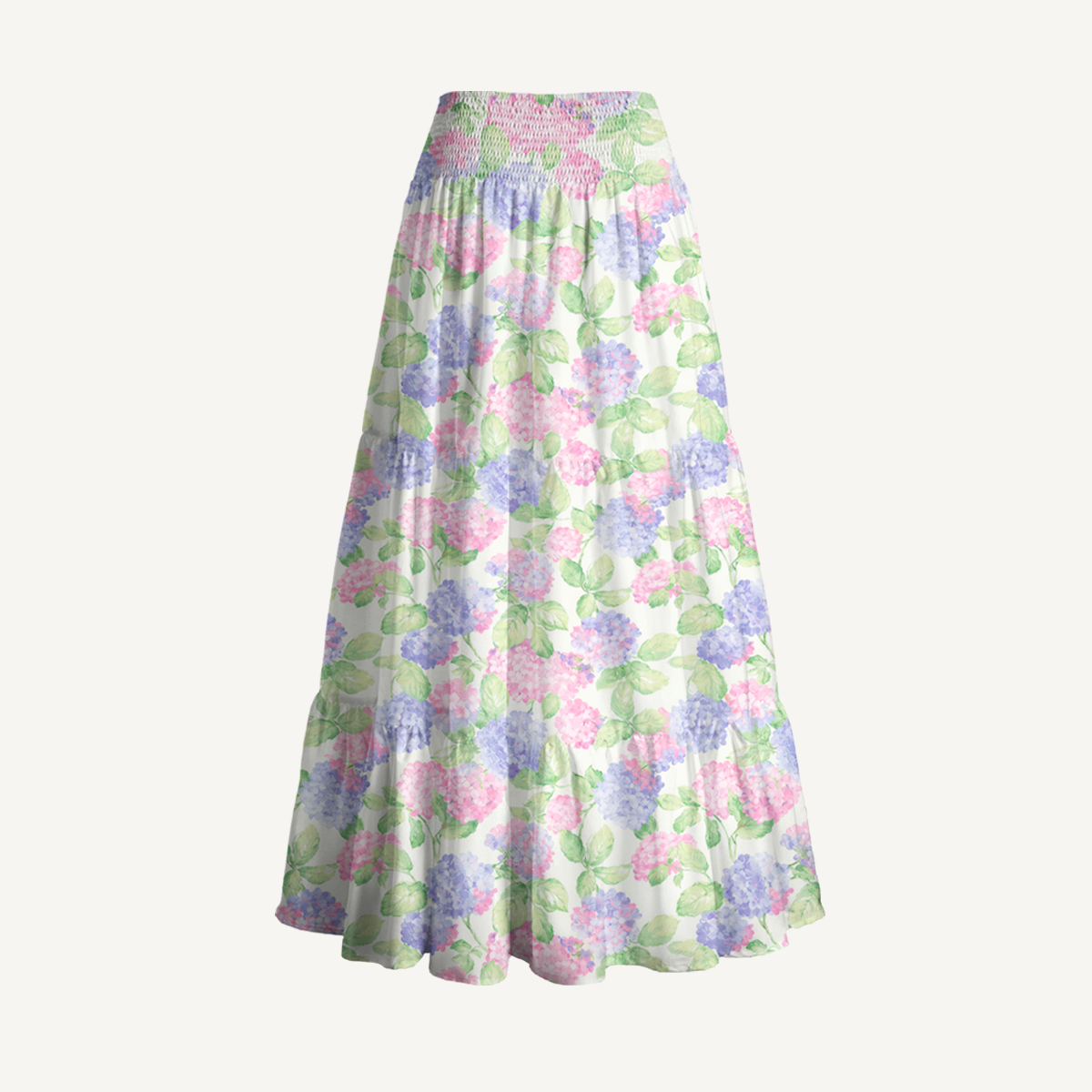 Lilac Hydrangea Print Maxi Skirt