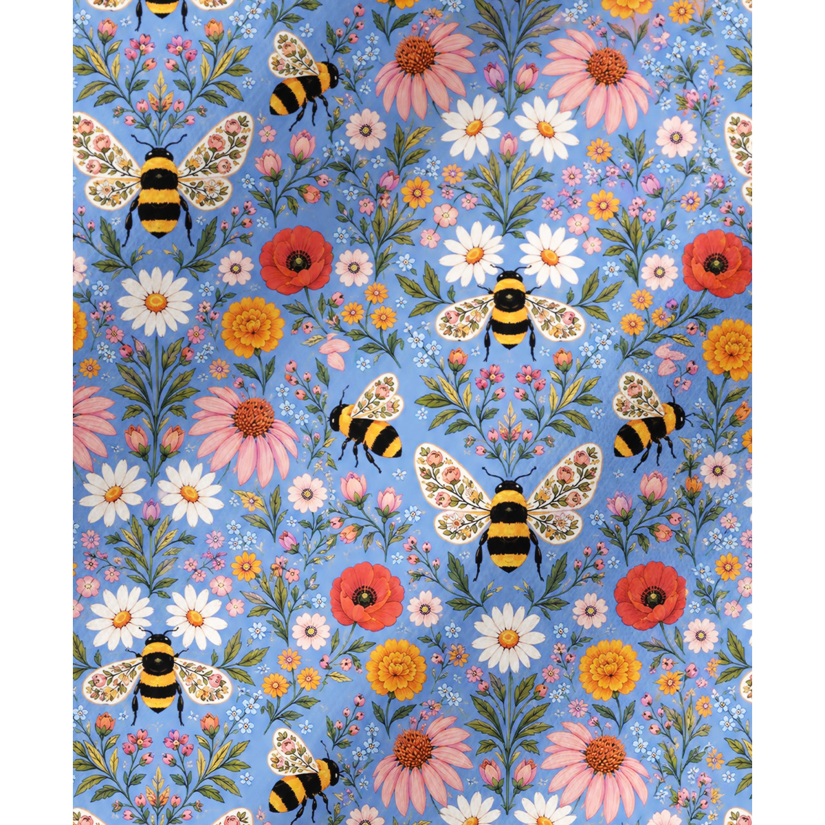 Whimsical Garden Bumblebee & Wildflower Long Pajama Set 