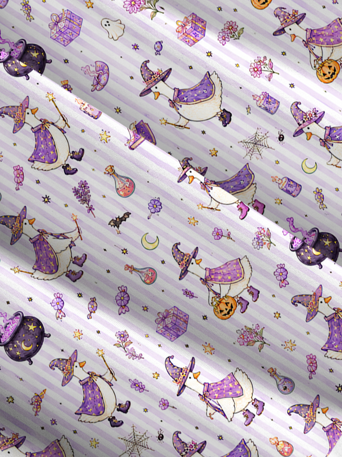 Halloween Witch Gooses Print Wide Straps Maxi Dress With Pockets