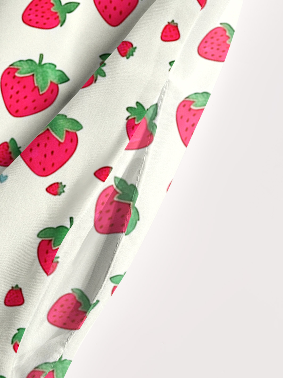 Strawberry Teddy Print Wide Straps Maxi Dress With Pockets