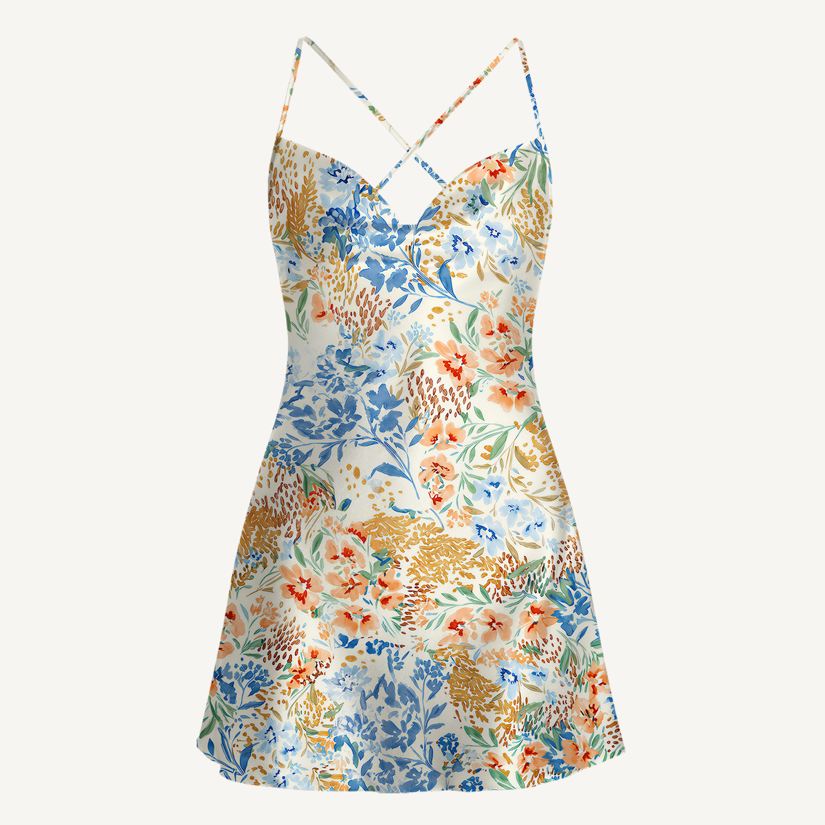 Breeze Meadow Satin Cross Back Mini Dress