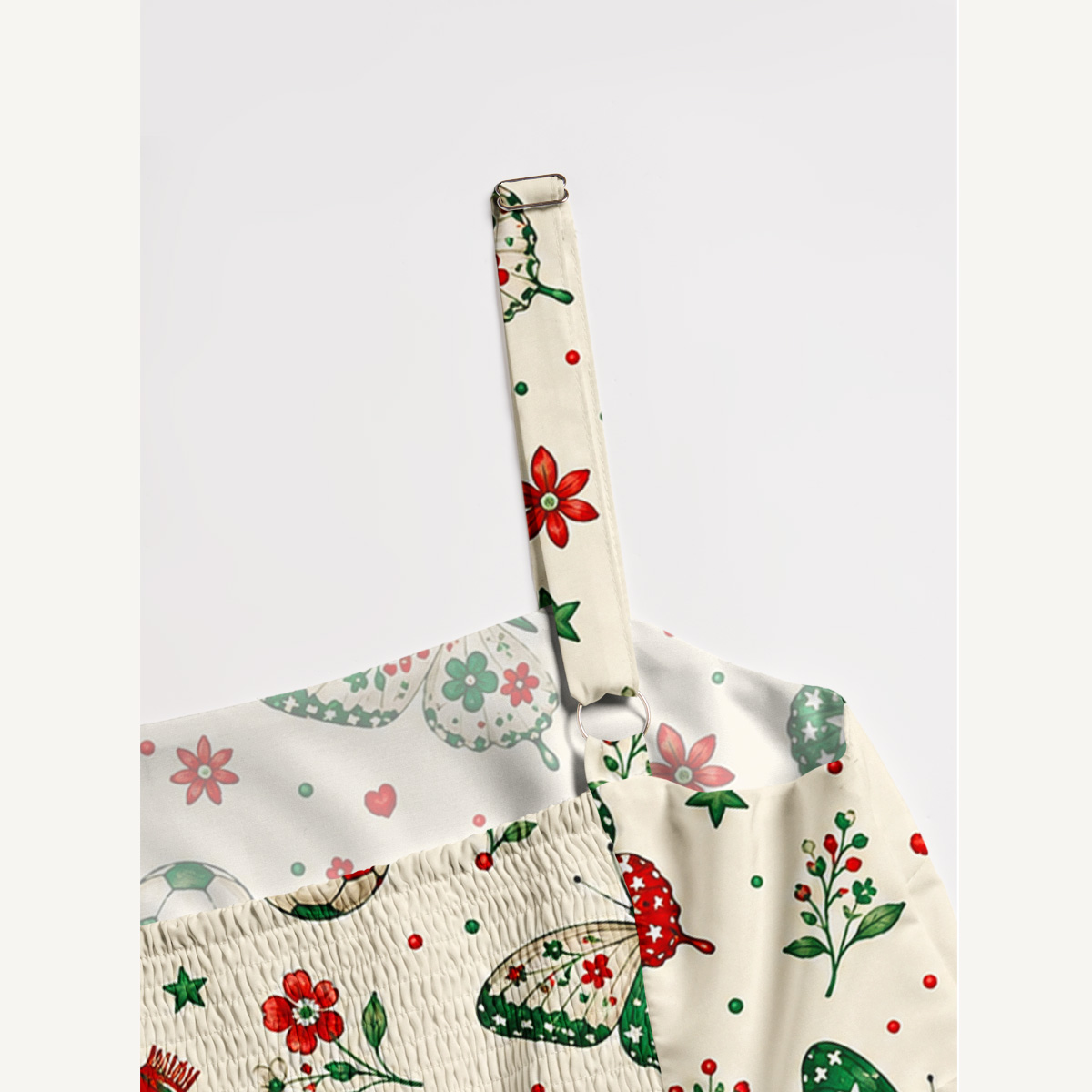 Mexico Butterfly Print Wide Straps Maxi Dress With Pockets